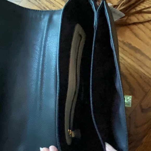 Unique tri-colored Neiman Marcus shoulder bag - black, brown, and cream leather - Picture 9 of 16